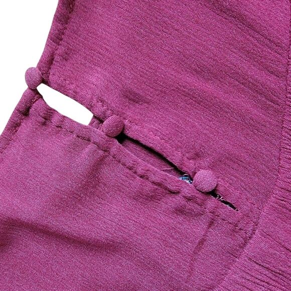 Blue Rain‎ Boho Maroon Dress Embroidered Burgundy Dress XS - Picture 4 of 4